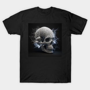 Black and White Light Fire Skull T-Shirt